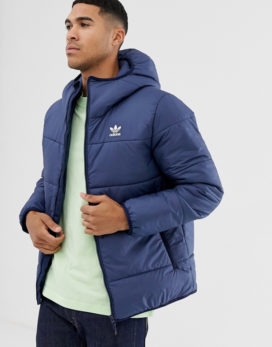 adidas – Originals –Marineblå foret jakke med logo