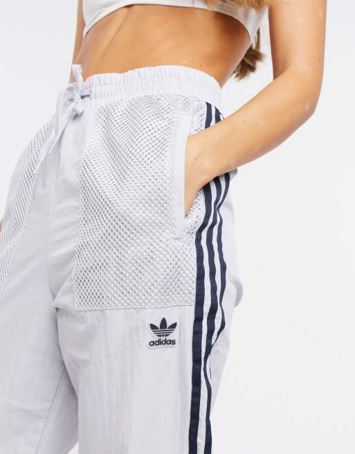 adidas Originals mesh logo sweatpants in gray