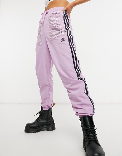 adidas Originals mesh logo track pants in pink | ASOS