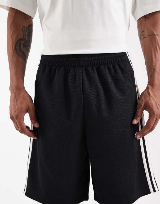 adidas Originals Mesh-Shorts mit drei Streifen in Schwarz, 5 von 5