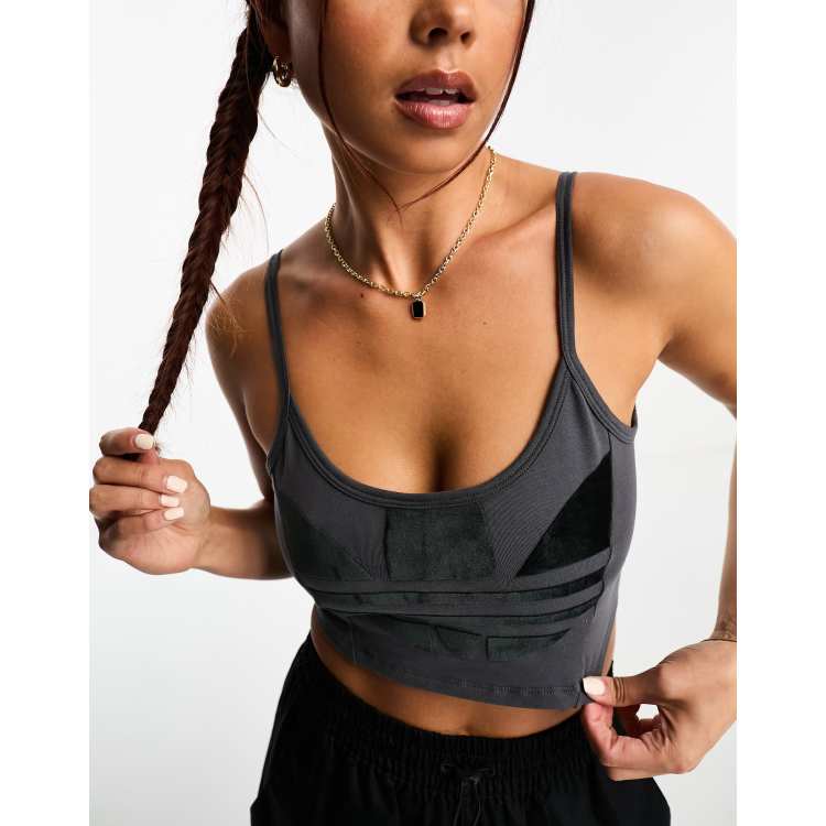 adidas Originals metamoto bralette in dark grey