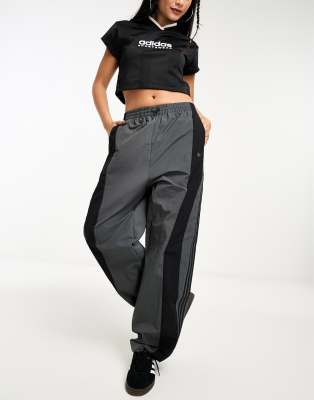 adidas Originals metamoto parachute pants in dark grey