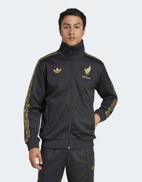 adidas Originals – Mexico – Czarny top dresowy ze złotym wzorem - view 1
