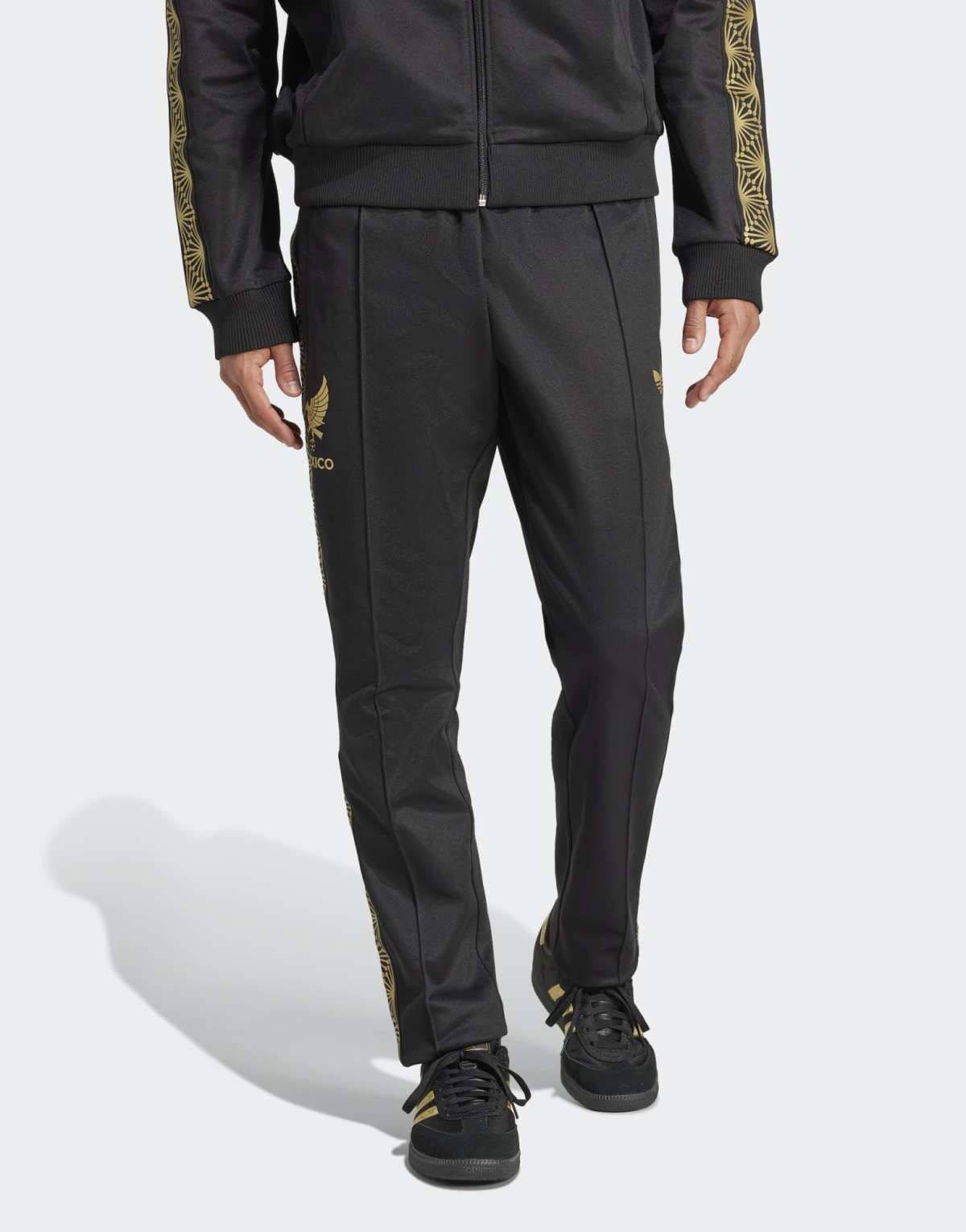 adidas Originals Mexico gold track pants in black