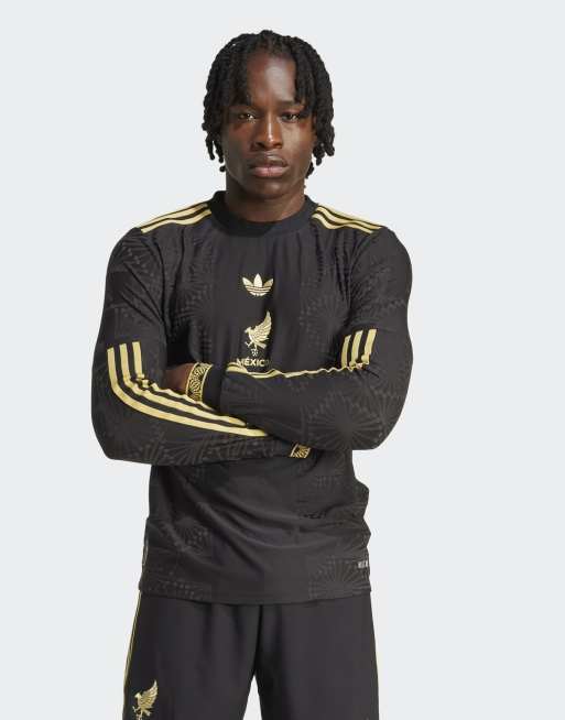 adidas Originals – Mexico – Svart långärmad tröja i jersey med guldfärgat tryck
