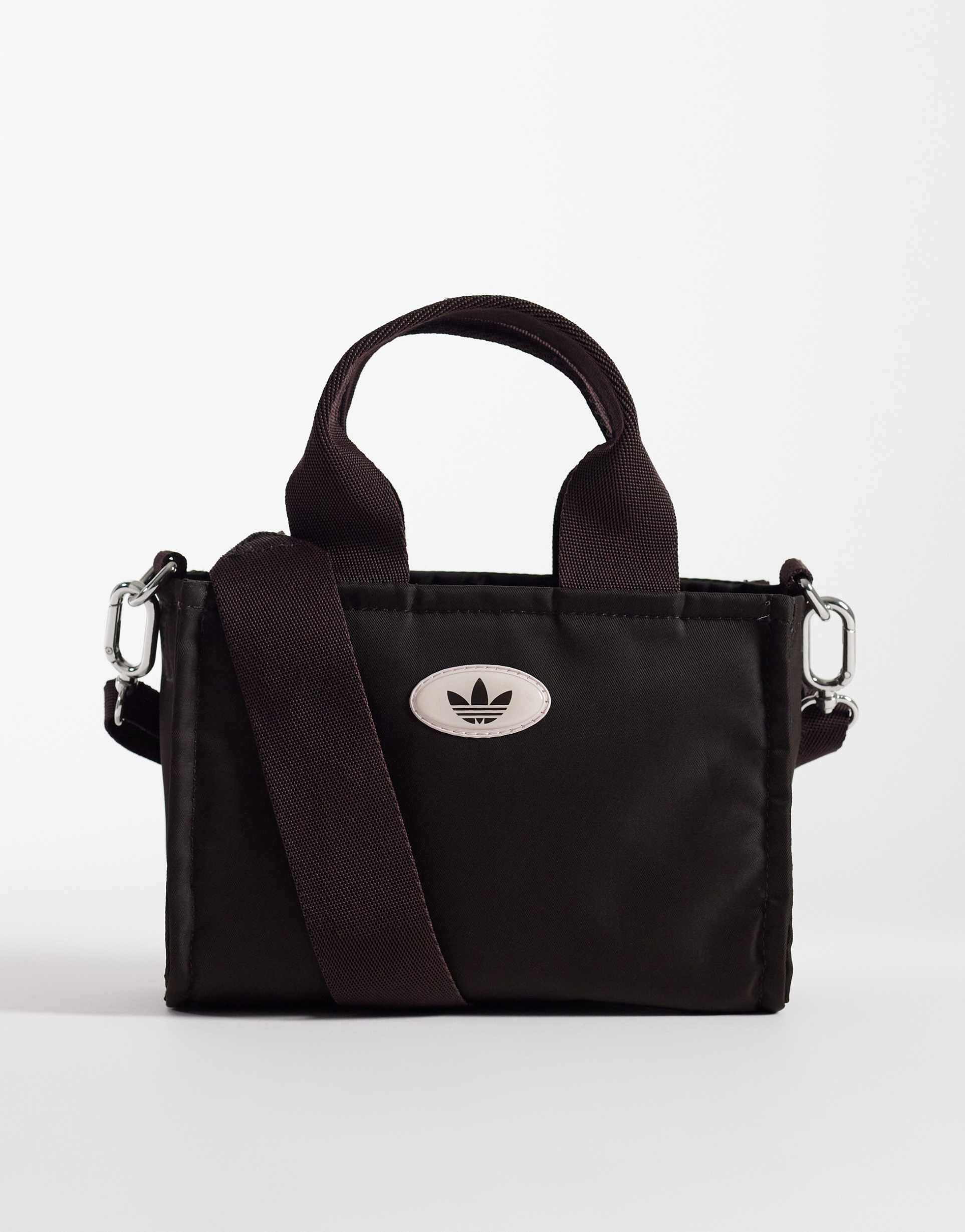 adidas originals micro mini tote bag in dark brown