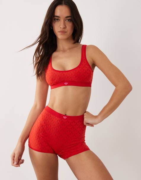 adidas Originals - Microterrot - Shorty taille haute en jersey à logo monogramme - Rouge - view 1