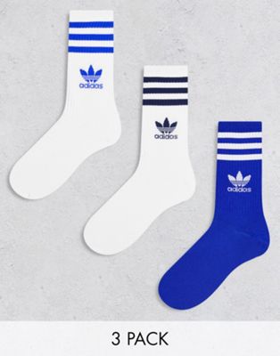 adidas Originals mid cut socks in colbalt blue/white