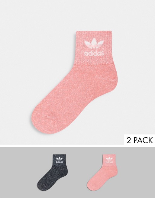 adidas Originals mid socks in black and pink