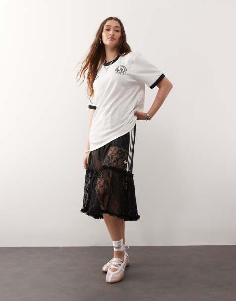 adidas Originals midi skirt in black lace - view 1