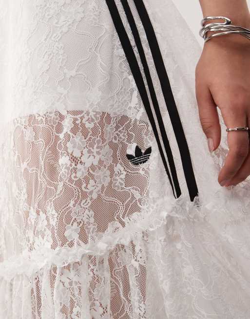 adidas Originals midi skirt in white lace