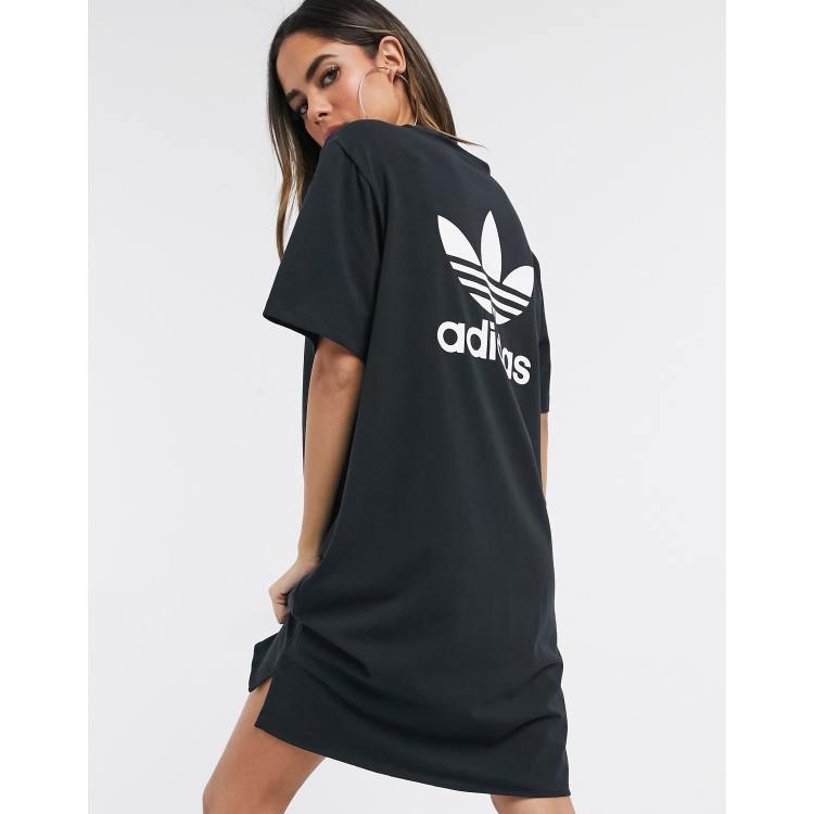 adidas Originals mini logo t shirt dress in black ASOS