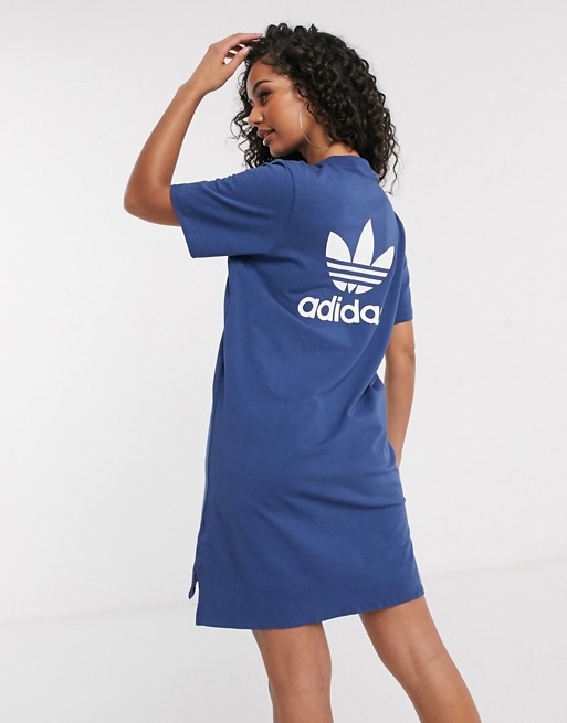 Adidas Originals Mini Logo T Shirt Dress In Navy Asos