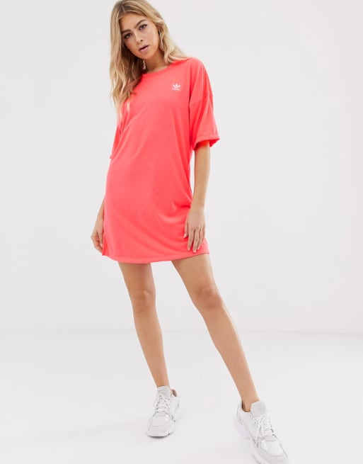 Adidas Originals Mini Logo T Shirt Dress In Pink Asos