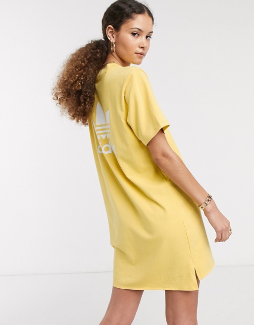 Adidas Originals Mini Logo T Shirt Dress In Yellow Asos
