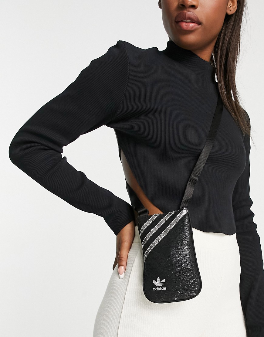 adidas Originals - Mini-pouch-taske med logo i sort glimmer