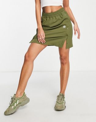 adidas Originals mini skirt with popper detail in khaki