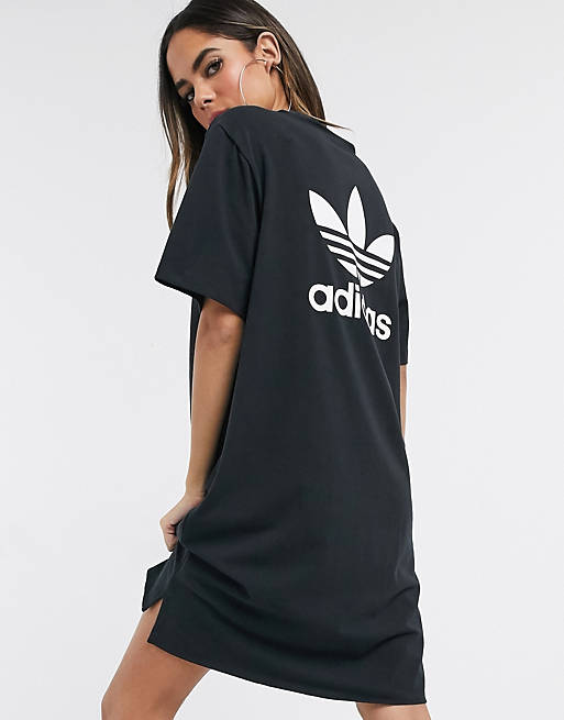 schuld Verspreiding klif adidas Originals mini trefoil t-shirt dress in black | ASOS