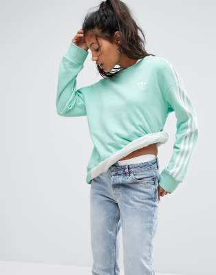 Adidas Originals Mintgrunes Sweatshirt mit drei Streifen ASOS