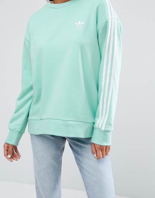 Adidas Originals Mintgrunes Sweatshirt mit drei Streifen