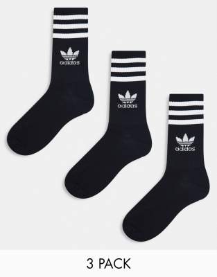 adidas Originals - Mittelhohe Socken in Schwarz im 3er-Pack-Weiß