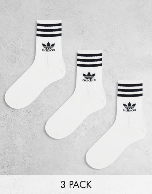  adidas Originals – Mittelhohe Socken in Weiß im 3er-Pack