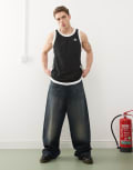 [adidas Originals] adidas Originals mock eyelet singlet in black M BLACK
