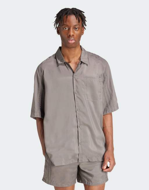 adidas Originals - Modieus overhemd met korte mouwen in bruin