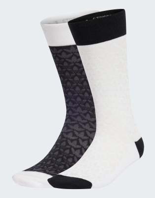 adidas Originals - Monogram - 2 Paar Crew-Socken in Schwarz/Weiß