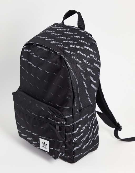 adidas Originals monogram all over print backpack in black