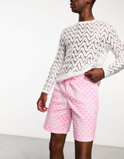 adidas Originals Monogram AOP shorts in pink