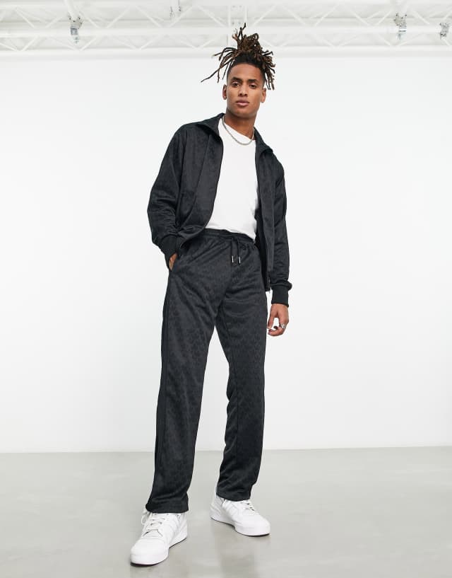 adidas Originals Monogram full zip sweatpants in black