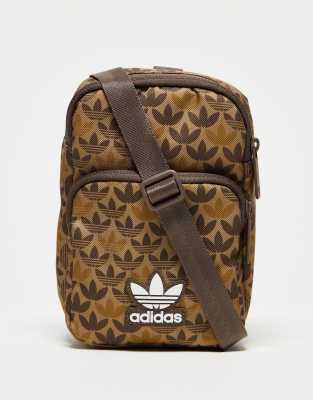 adidas Originals monogram mini crossbody bag-Brown