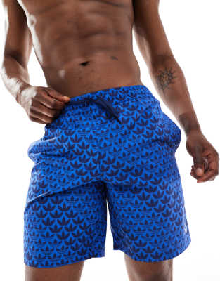 adidas Originals Monogram swim shorts in blue