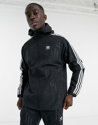 adidas Originals monogram trefoil windbreaker jacket in black | ASOS