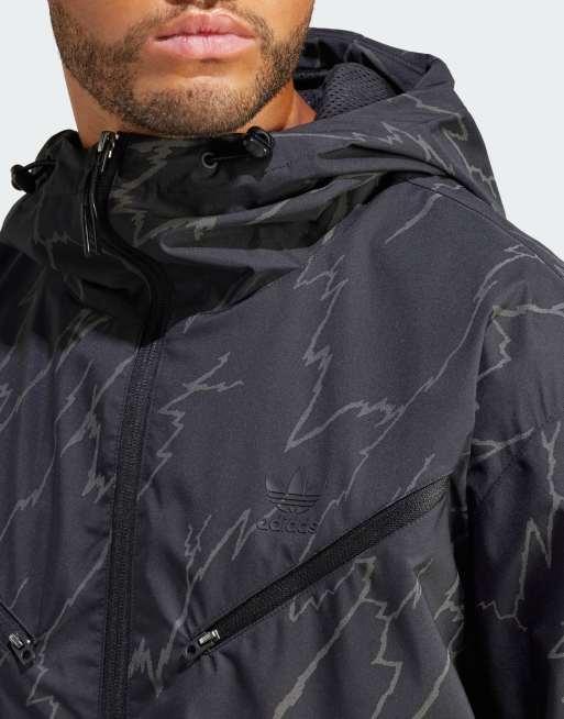 adidas Originals Montreal Allover Print Windbreaker in Black