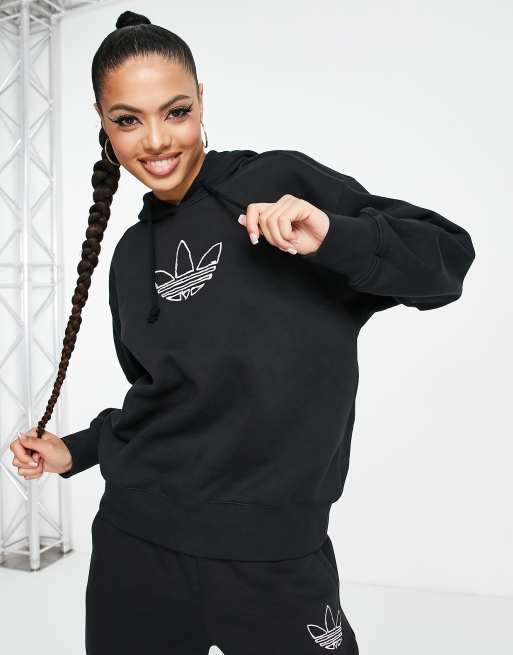 Adidas originals trefoil shop boyfriend hoodie sweatshirt