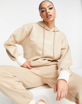 adidas Originals Mountain Explorer trefoil hoodie in beige - ASOS Price Checker