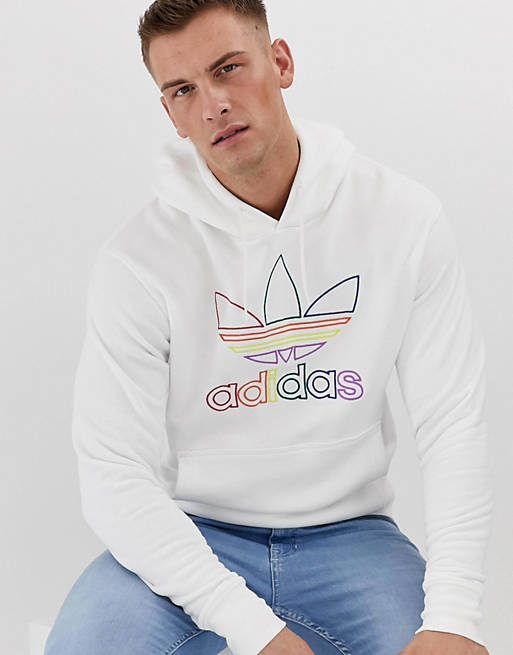 adidas Originals MULTICOLOR Trefoil hoodie in white | ASOS