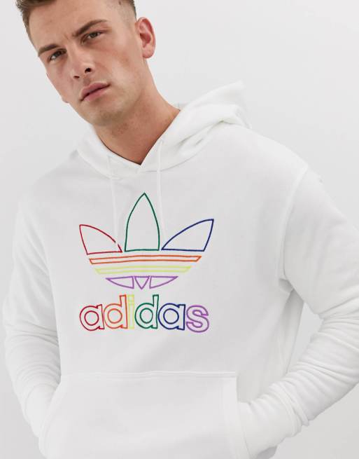 white MULTICOLOR hoodie Trefoil Originals ASOS in adidas |