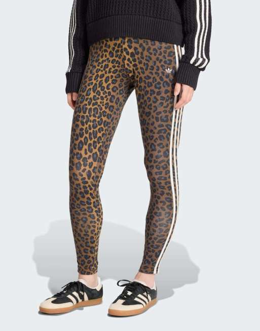 adidas Originals - Multifarvede leggings med tre striber i leopard