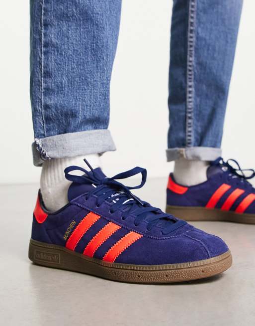 adidas Originals – Munchen – Buty sportowe w kolorze niebieskim i czerwonym na gumowej podeszwie