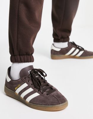 adidas Originals Munchen gum sole trainers in brown