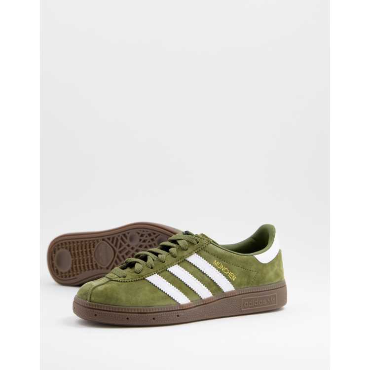 Adidas Originals Munchen Trainers In Green With Gum Sole Asos