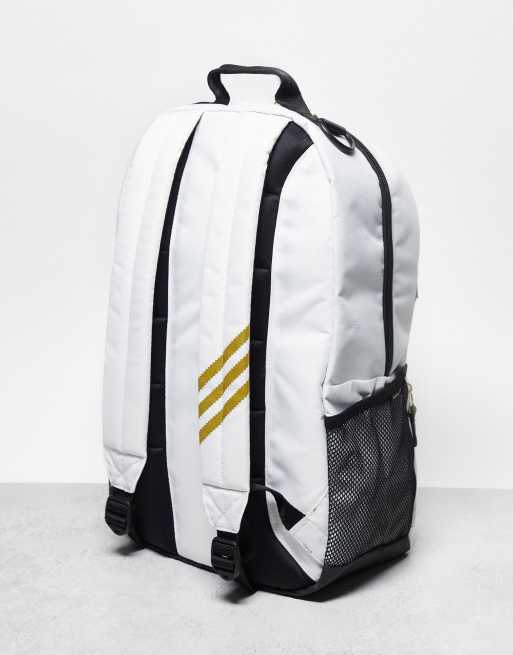 adidas Originals National 2.0 Backpack, White/Gold Metallic, One Size