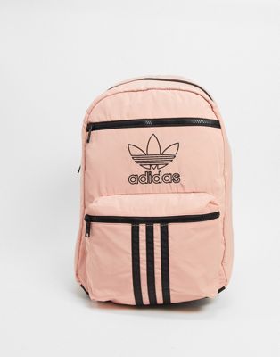 Adidas Originals National 3 Stripe Backpack In Trace Pink In Trace Pink