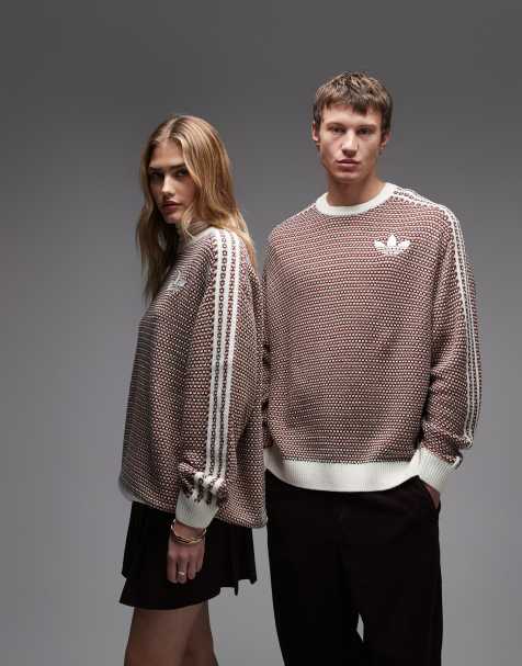 adidas Originals – Naturvit, stickad sweatshirt - view 1