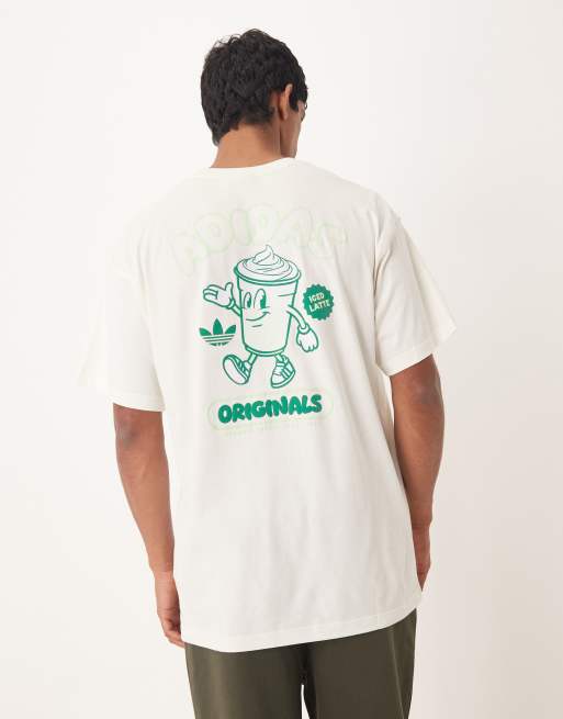 adidas Originals – Naturvit t-shirt med iskaffetryck