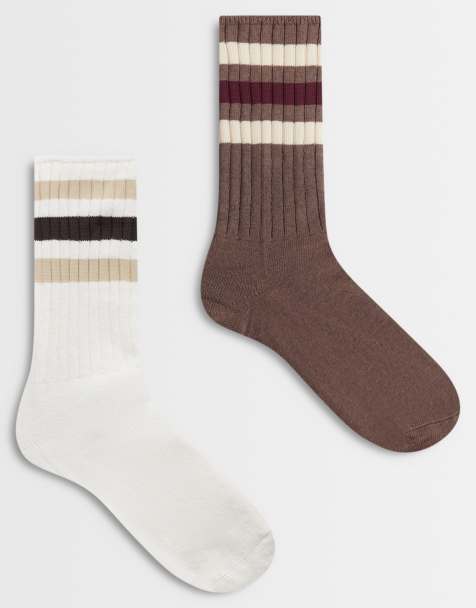 adidas Originals – Naturvita och kakifärgade, ribbade strumpor, 2-pack - view 1