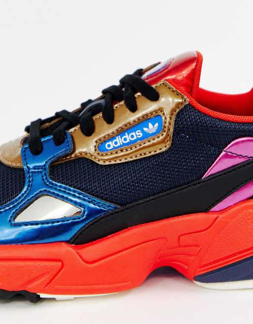 Adidas originals falcon red  blue trainers sale